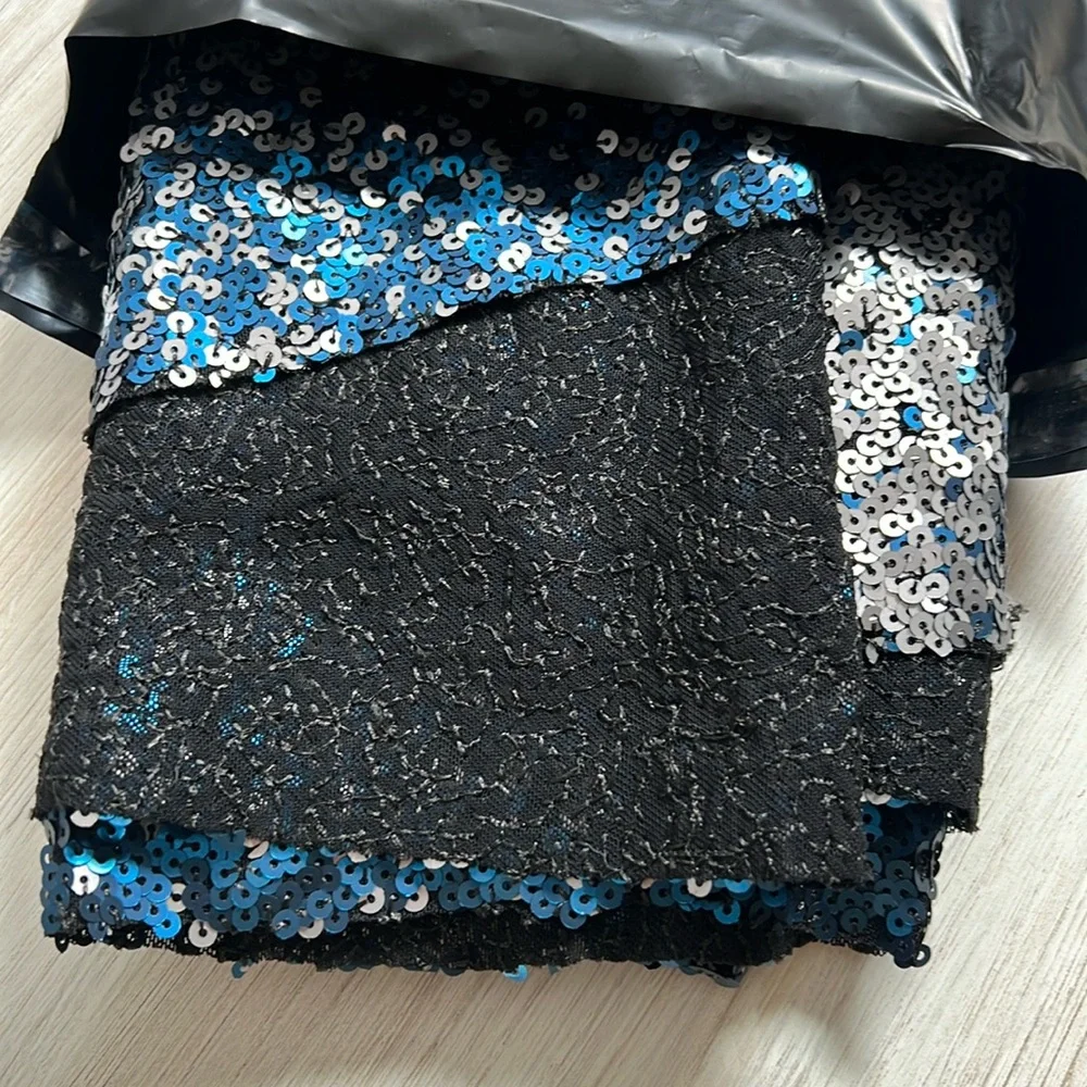 Fabric by the Yard Navy & Silver Ombré Sequin Mesh Fabric
